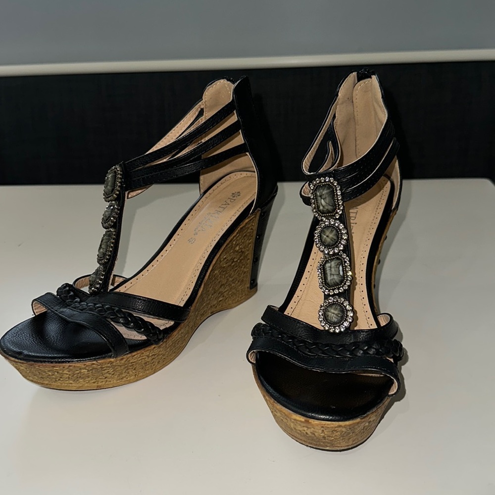 Patrizia black wedges size 8.5